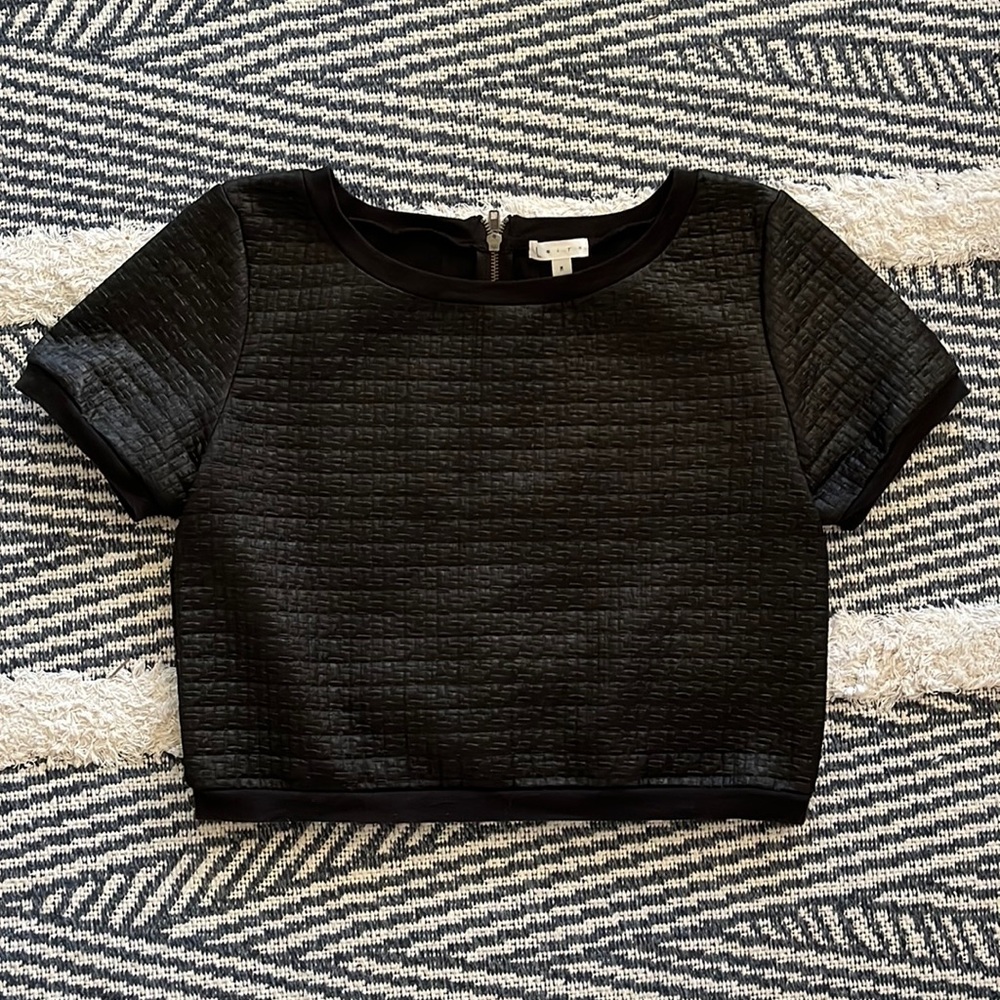 Leith black crop top with zipper up the back - size M